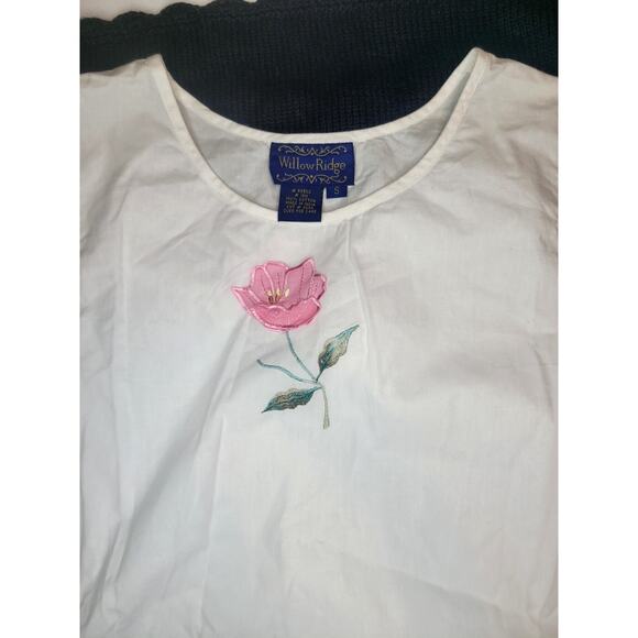 VTG 90s Willow Ridge Top Women's S Floral Embroidered Patch| Cottagecore Minimal - Picture 4 of 7